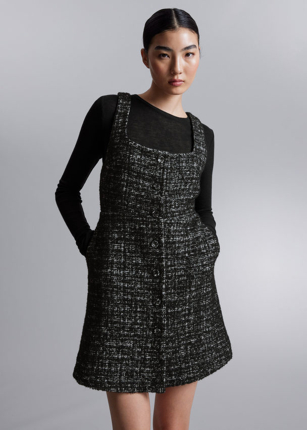 & Other Stories Sleeveless Tweed Mini Dress Black Tweed