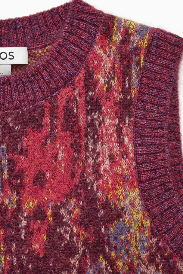 COS Printed Jacquard-knit Mohair Vest Burgundy
