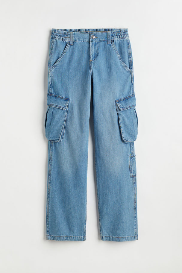 H&M Low Waist Cargo Jeans Denim Blue