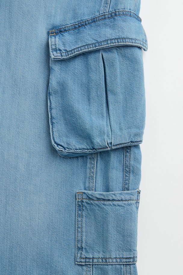 H&M Low Waist Cargo Jeans Denim Blue