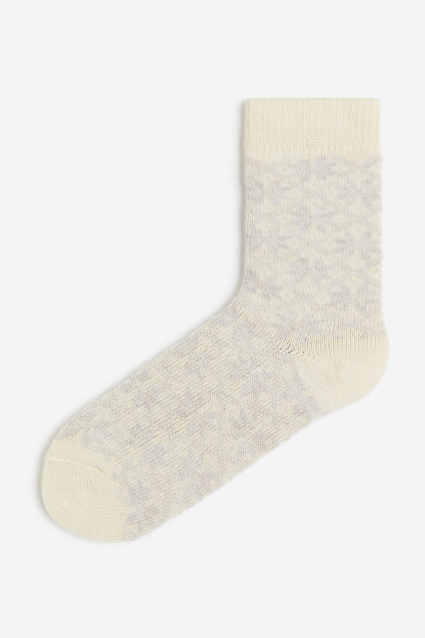 H&M Socken aus Wollmischung Hellbeige/Schneeflocken
