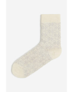 Wool-blend Socks Light Beige/snowflakes