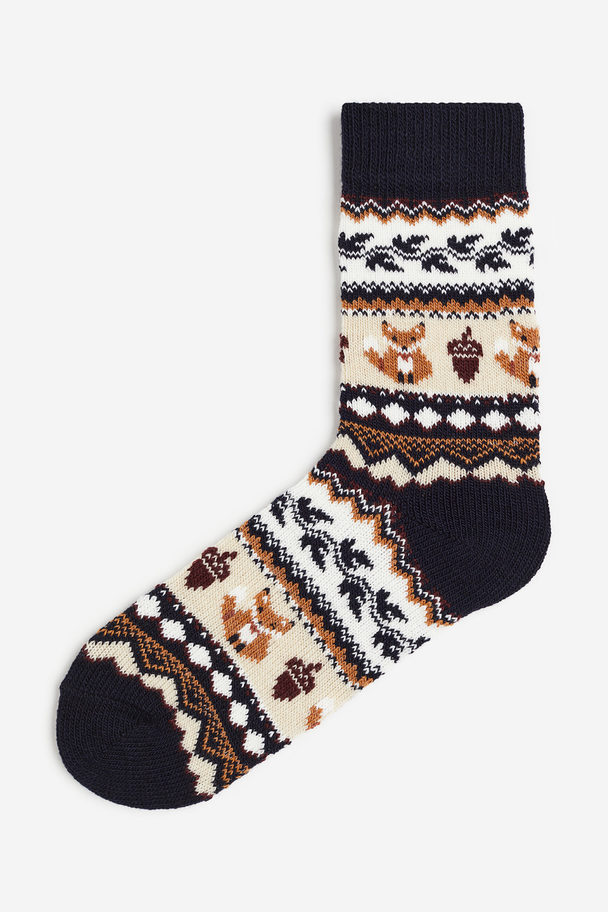 H&M Socken aus Wollmischung Braun/Füchse