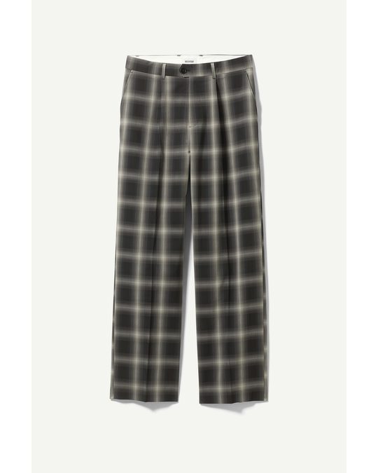 Weekday Conrad Checked Wide Trousers Grey