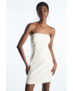Linen-blend Mini Bustier Dress Off-white