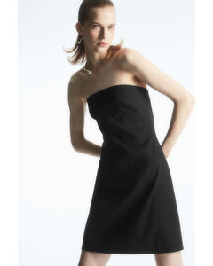 Linen-blend Mini Bustier Dress Black