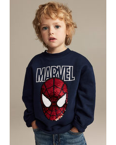 Sweatshirt Med Vendbare Pailletter Mørkeblå/spider-man