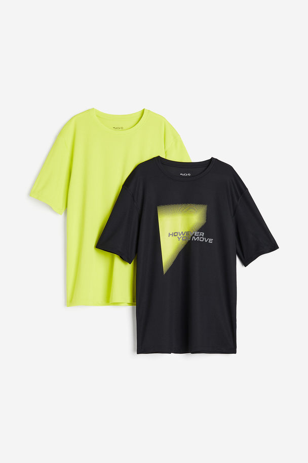 H&M 2-pack Drymove™ Sports Tops Neon Green/however You Move