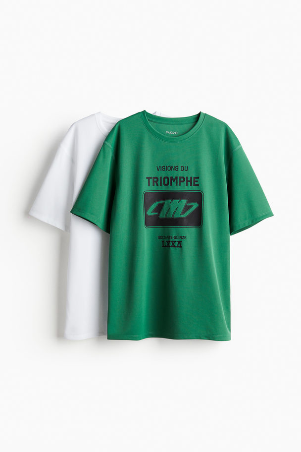 H&M 2-pack Drymove™ Sports Tops Green/triomphe