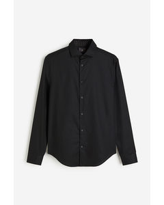 Overhemd Van Premium Cotton - Slim Fit Zwart