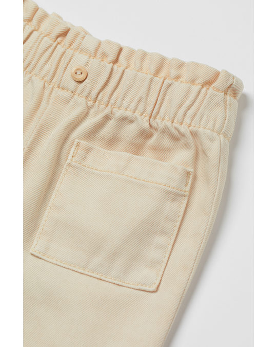 H&M Twill Paper Bag Trousers Light Beige