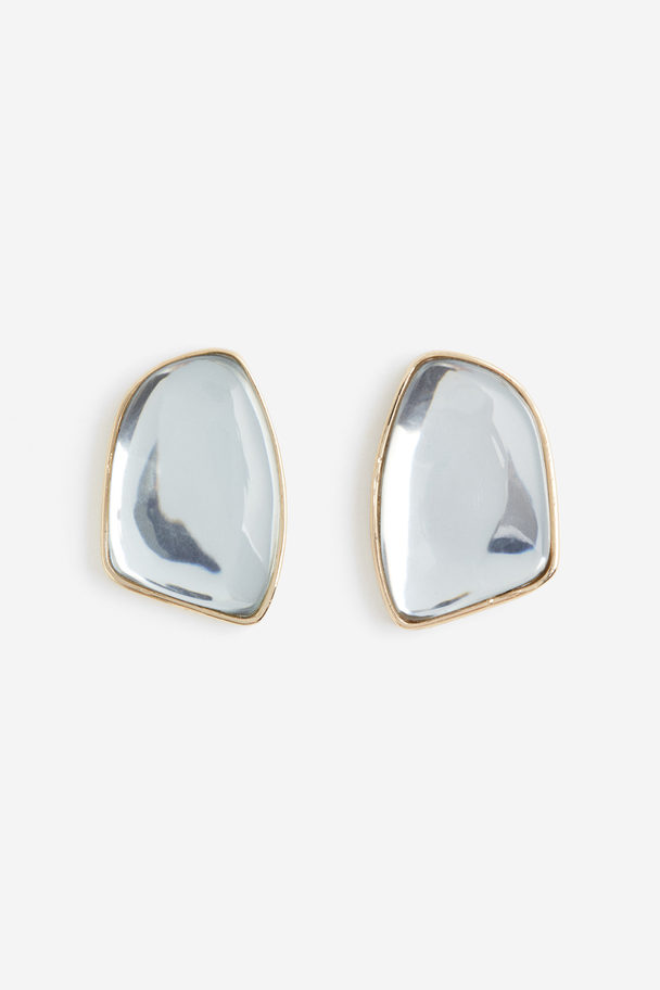 H&M Asymmetric Stud Earrings Gold-coloured/transparent