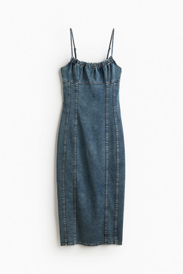 H&M Bodycon-Kleid aus Denim Denimblau