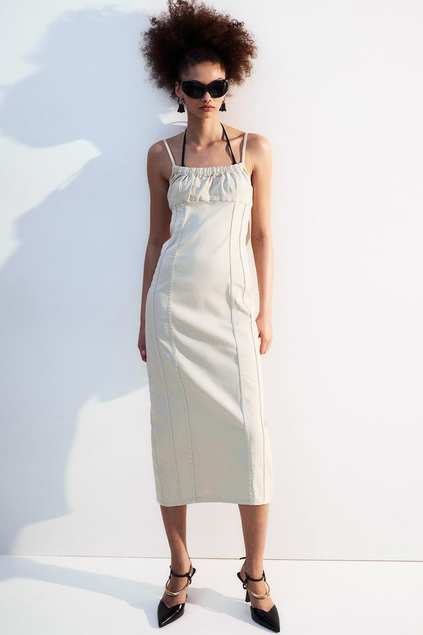 H&M Denim Bodycon Dress Light Beige