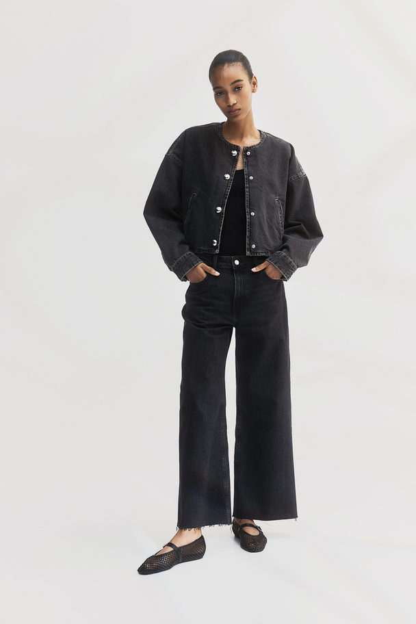 H&M Oversized Jacke mit Knopfleiste Schwarz/Washed out