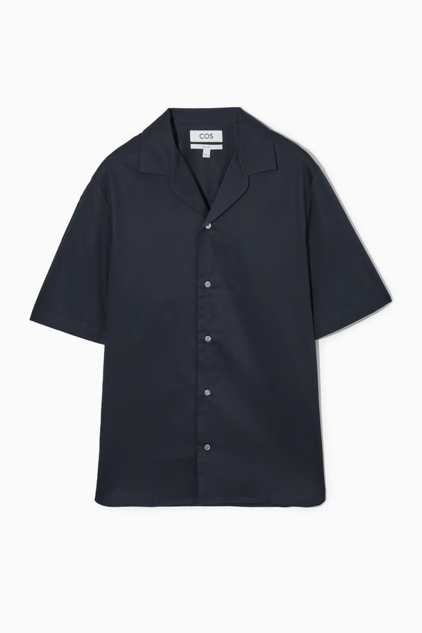 COS Kortärmad Skjorta Med Bowlingkrage Marinblå