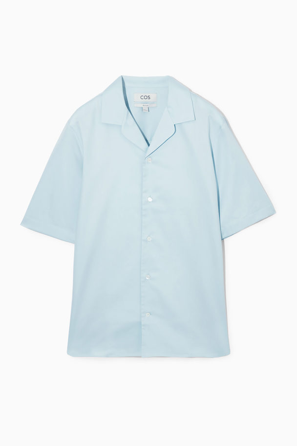 COS Camp-collar Short-sleeved Shirt Light Turquoise