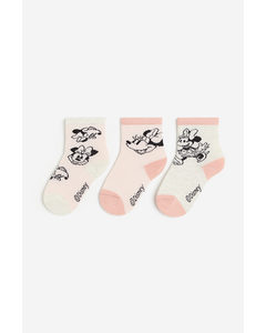 3-pack Motif-detail Socks Light Pink/minnie Mouse