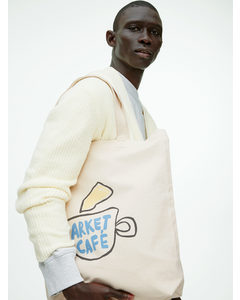 Arket Café Canvas Tote Bag White/cup