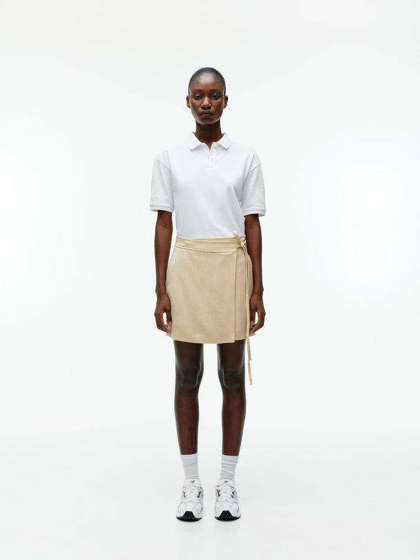ARKET Mini Wrap Skirt Beige