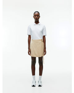 Mini Wrap Skirt Beige