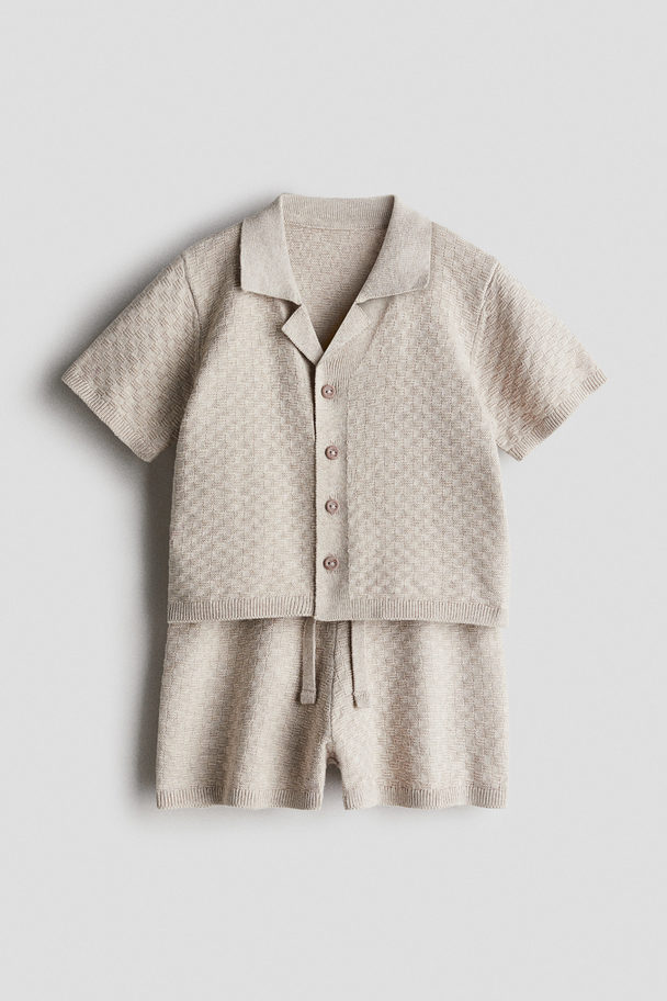 H&M 2-piece Cotton-knit Set Light Beige