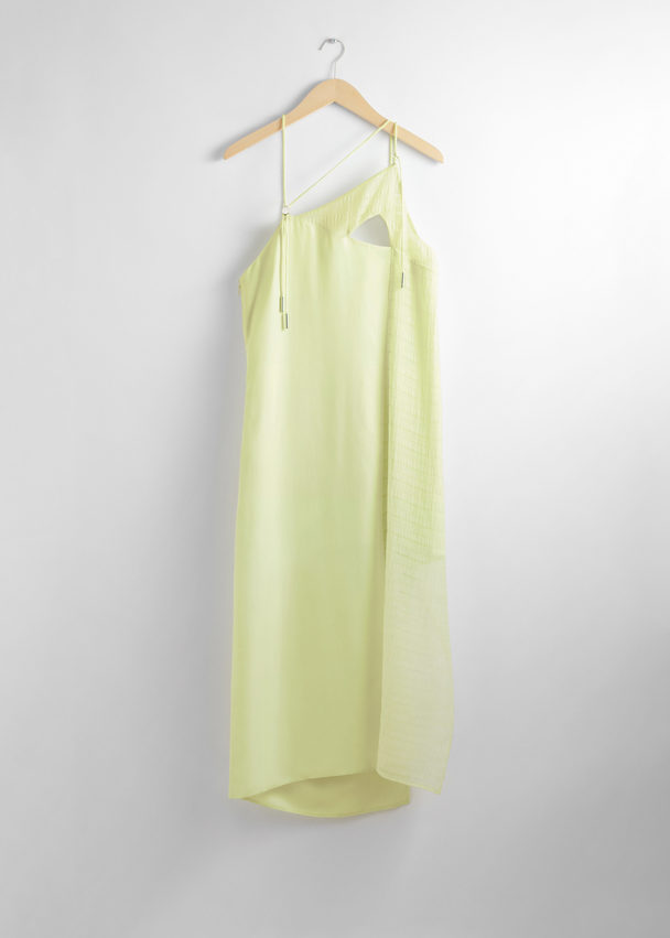 & Other Stories Asymmetric Slip Midi Dress Light Green