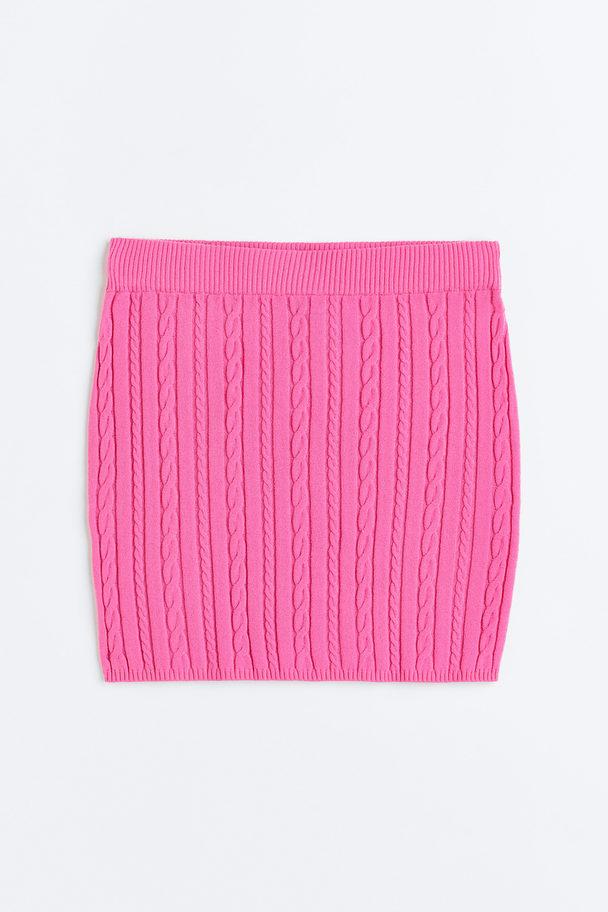 H&M Cable-knit Mini Skirt Pink