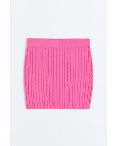 Cable-knit Mini Skirt Pink