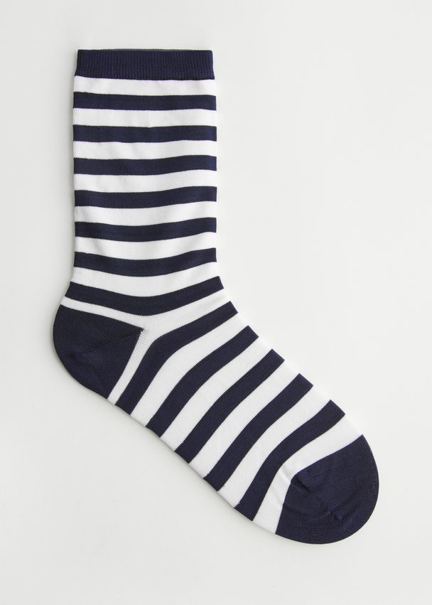 & Other Stories Striped Ankle Socks Navy Stripe