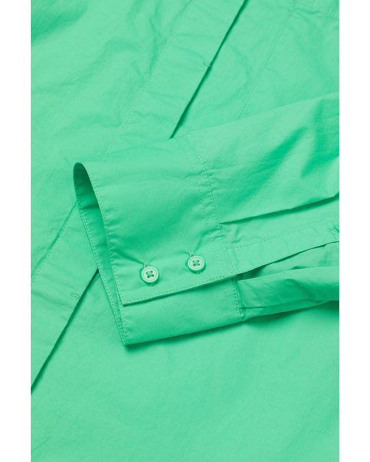 H&M H&m+ Long Cotton Shirt Light Green
