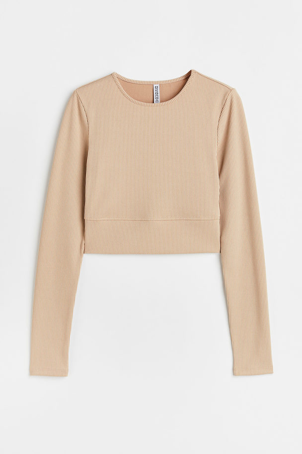 H&M Ribbed Cropped Top Beige