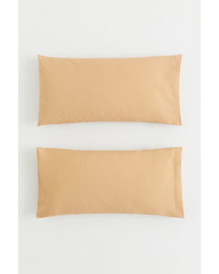 2-pack Cotton Percale Pillowcases Beige
