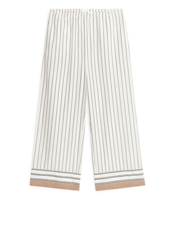 ARKET Poplin Pyjama Trousers Off White/black