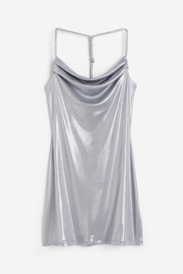 H&M Metallic Mini-jurk Zilverkleurig