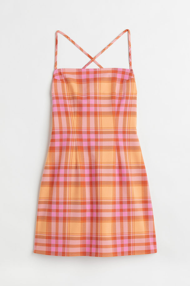 H&M Twill Dress Orange/checked