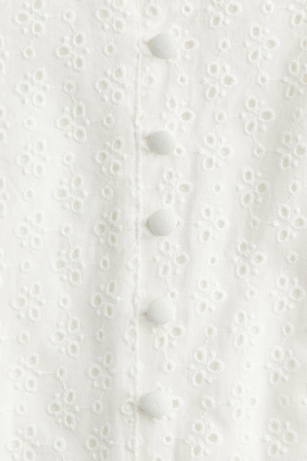 H&M Button-front Broderie Anglaise Dress White