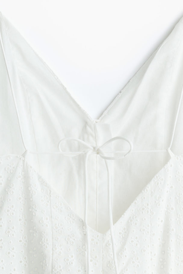 H&M Button-front Broderie Anglaise Dress White