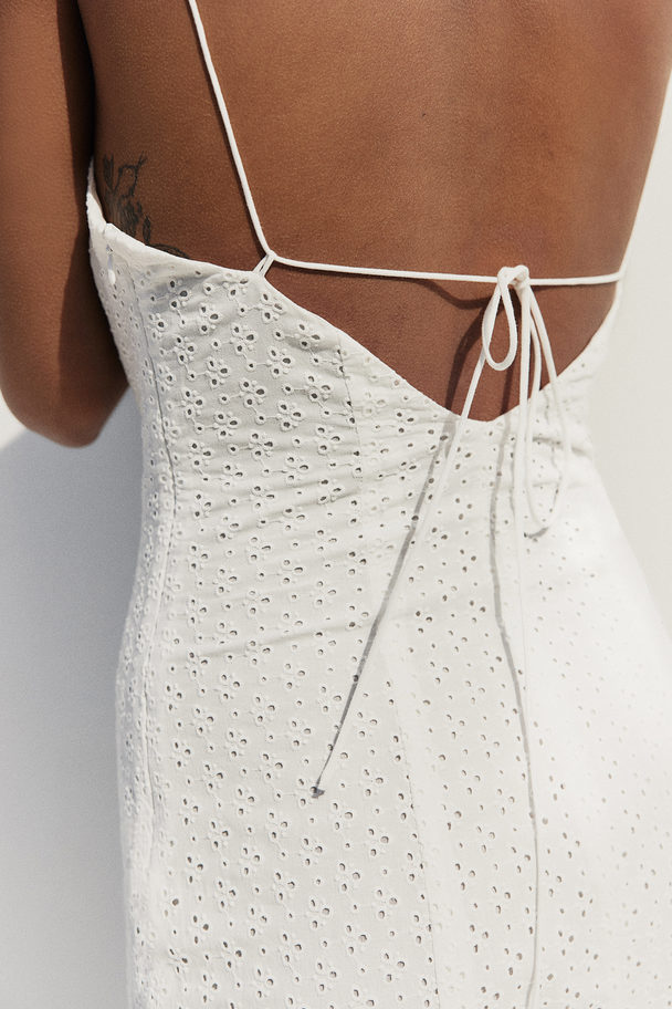 H&M Button-front Broderie Anglaise Dress White