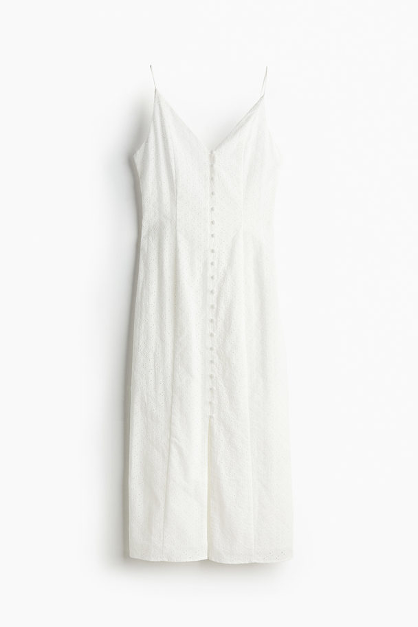 H&M Button-front Broderie Anglaise Dress White