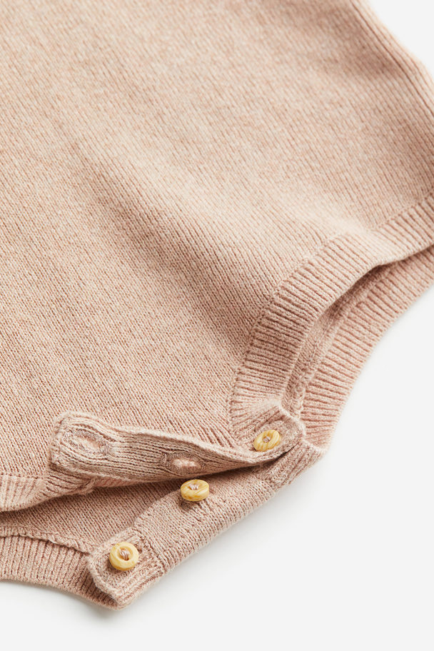 H&M Knitted Bodysuit Beige-pink