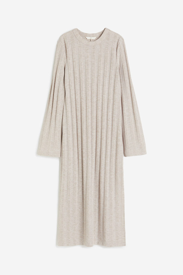 H&M Rib-knit Dress Light Beige
