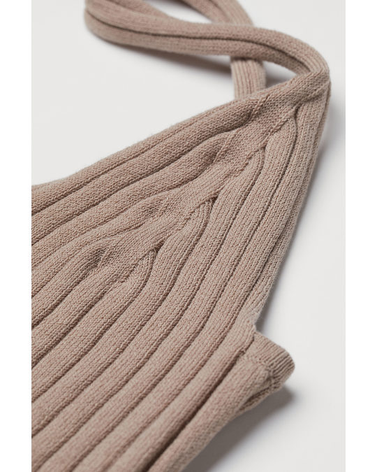 H&M Rib-knit Crop Top Greige