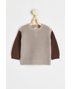 Knitted Merino Wool Jumper Greige/brown