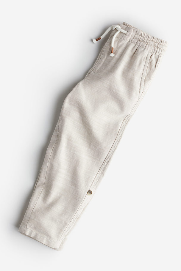 H&M Loose Fit Roll-up Trousers Light Beige