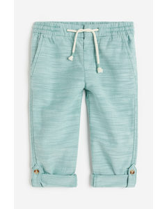Loose Fit Roll-up Trousers Light Turquoise