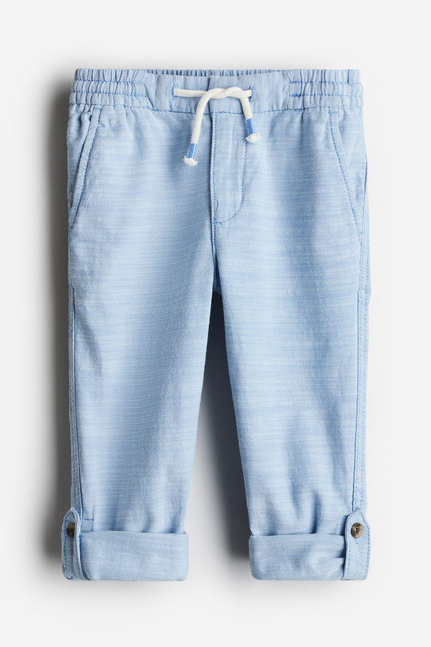 H&M Loose Fit Roll-up Trousers Light Blue