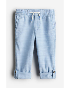 Loose Fit Roll-up Trousers Light Blue