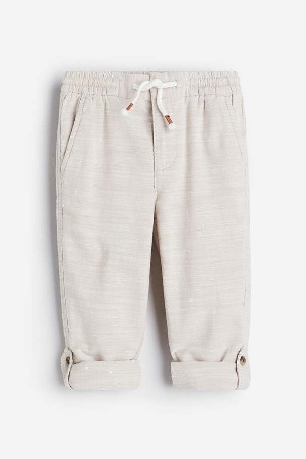 H&M Loose Fit Roll-up Trousers Light Beige