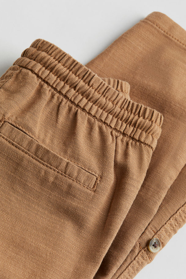 H&M Loose Fit Roll-up Trousers Brown